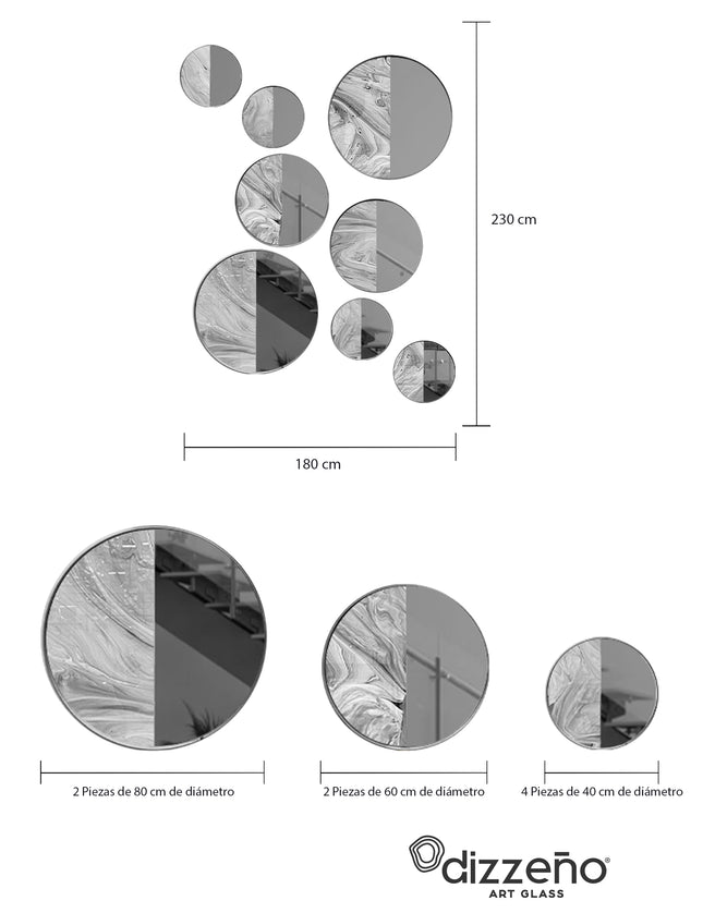 SET TANGENTES RESINA + ESPEJO 8 PZAS