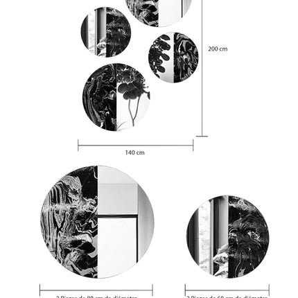 SET ESPEJOS TANSINMET 4 PZAS RESINA ARK NOCHE DORADA + ESPEJO