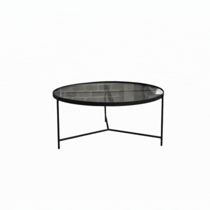 SET MESAS DE CENTRO DE METAL "BÉLGICA" 2 PZAS NEGRO HUMO