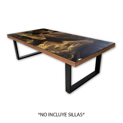 MESA DE JUNTAS DAKOTA CON BASTIDOR DE PAROTA ARK NOCHE DORADA SIN SILLAS