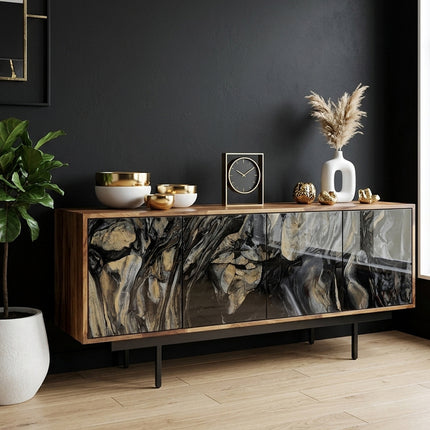 CREDENZA DE PAROTA "NATURA" ARK NOCHE PLATEADA CON ORO