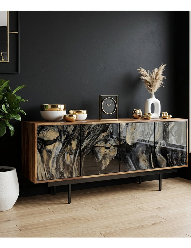 CREDENZA DE PAROTA "NATURA" ARK NOCHE PLATEADA CON ORO