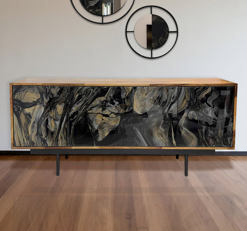 CREDENZA DE PAROTA "NATURA" ARK NOCHE PLATEADA CON ORO