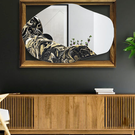ESPEJO ORGÁNICO CON MARCO DE PAROTA RESINA ARK NOCHE DORADA + ESPEJO