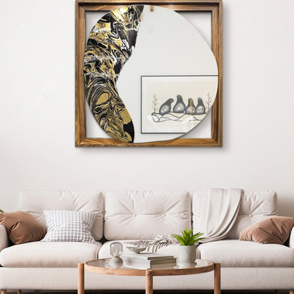 ESPEJO ORGÁNICO CON MARCO DE PAROTA RESINA ARK NOCHE DORADA + ESPEJO