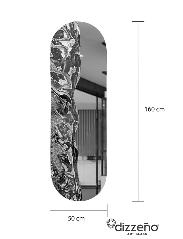 ESPEJO ÓVALO CH RESINA ARK NOCHE PLATEADA CON ORO + ESPEJO