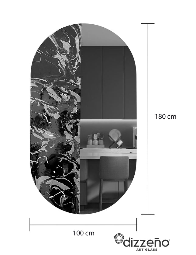 ESPEJO ÓVALO GRANDE RESINA ARK NOCHE DORADA + ESPEJO