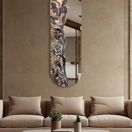 ESPEJO ÓVALO CH RESINA ARK NOCHE PLATEADA CON ORO + ESPEJO