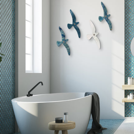 SET PALOMAS 4 PZ HUESO SÓLIDO+ARK PARADISUS + AZUL GRISÁCEO SÓLIDO