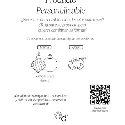 ESFERAS NAVIDEÑAS CEBOLLA GRANDE - PAQUETE DE 4 PZAS