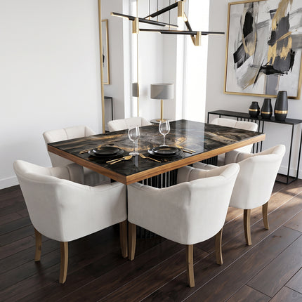 COMEDOR PHOENIX 110X180 CM C/CUBRECANTO CON 6 SILLAS NITZUKI