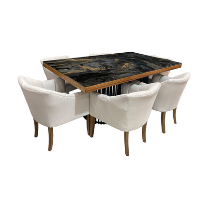 COMEDOR PHOENIX 110X180 CM C/CUBRECANTO CON 6 SILLAS NITZUKI