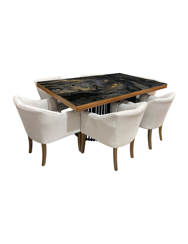 COMEDOR PHOENIX 110X180 CM C/CUBRECANTO CON 6 SILLAS NITZUKI