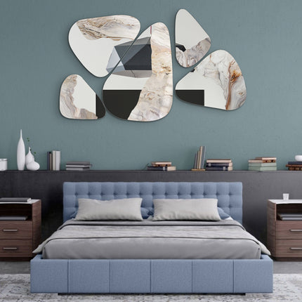 SET ESPEJOS PIEDRA RESINA + ESPEJO 5 PZAS