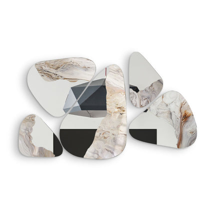 SET ESPEJOS PIEDRA RESINA + ESPEJO 5 PZAS