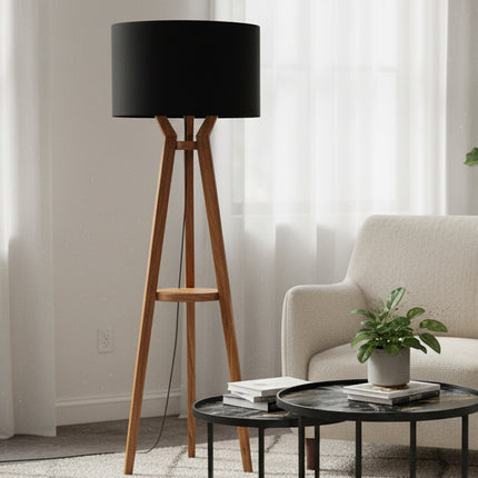 LÁMPARA DE PISO CON PAROTA PANTALLA NEGRA