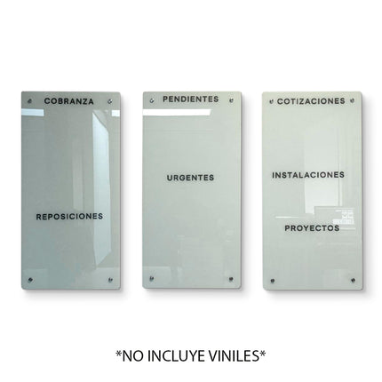 SET 3 PIZARRAS DE CRISTAL TEMPLADO 70 X 140 CM HUESO SÓLIDO