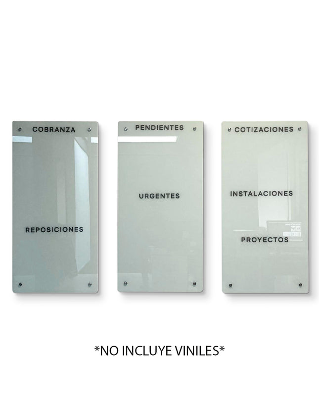 SET 3 PIZARRAS DE CRISTAL TEMPLADO 70 X 140 CM HUESO SÓLIDO