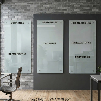 SET 3 PIZARRAS DE CRISTAL TEMPLADO 70 X 140 CM HUESO SÓLIDO