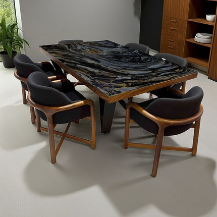 COMEDOR PLACONI 110X180 CM C/CUBRECANTO CON 6 SILLAS OVAL