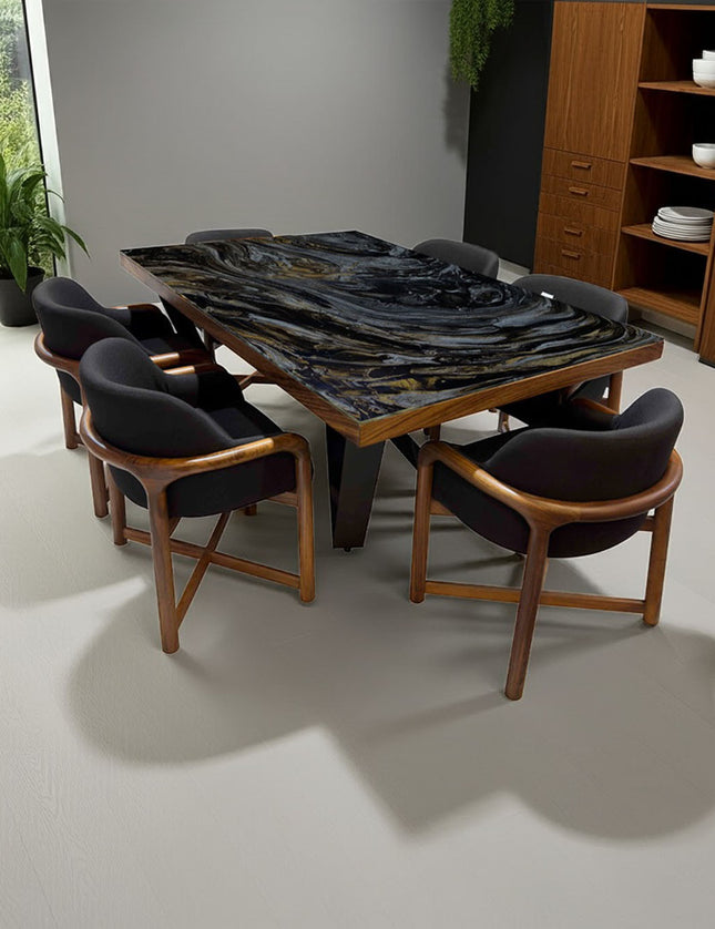 COMEDOR PLACONI 110X180 CM C/CUBRECANTO CON 6 SILLAS OVAL