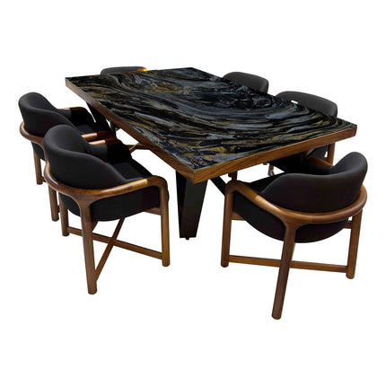 COMEDOR PLACONI 110X180 CM C/CUBRECANTO CON 6 SILLAS OVAL