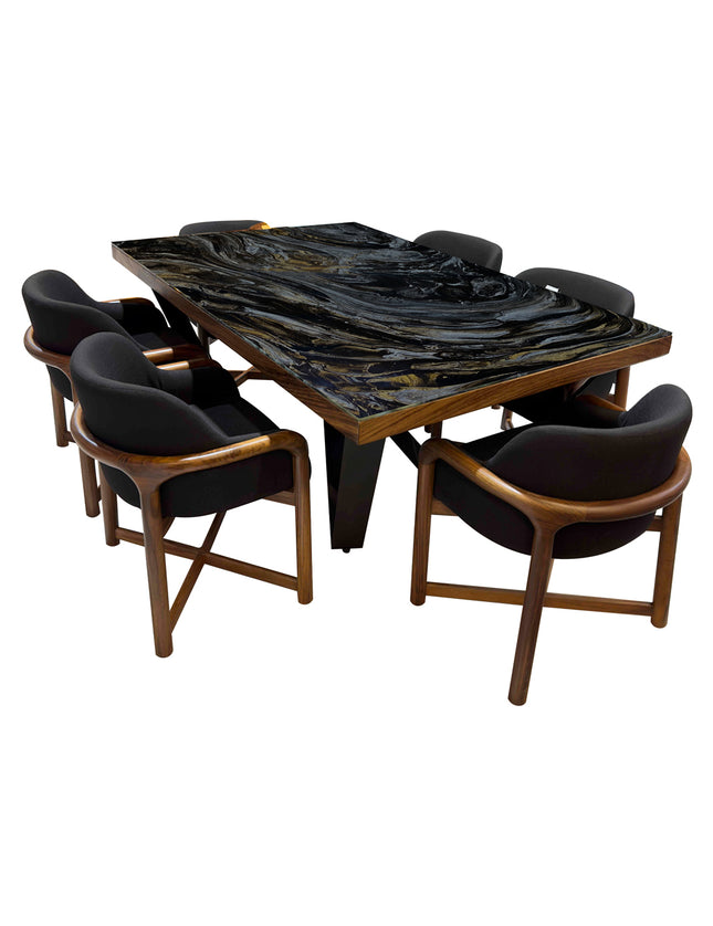 COMEDOR PLACONI 110X180 CM C/CUBRECANTO CON 6 SILLAS OVAL