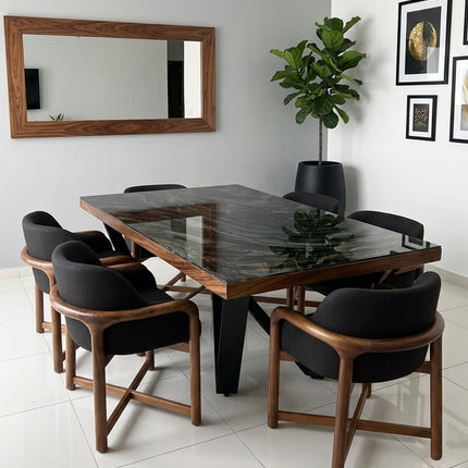 COMEDOR PLACONI 110X180 CM C/CUBRECANTO CON 6 SILLAS OVAL