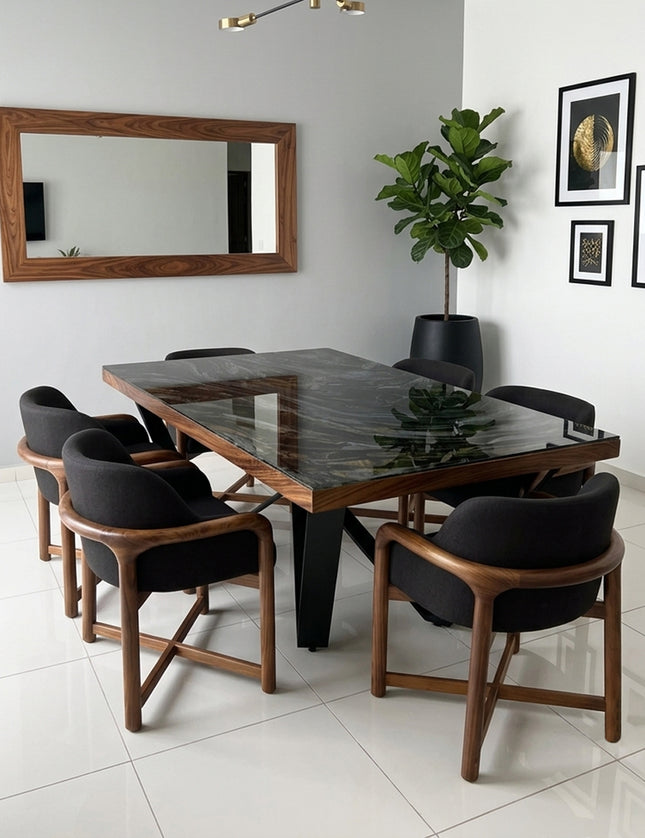 COMEDOR PLACONI 110X180 CM C/CUBRECANTO CON 6 SILLAS OVAL