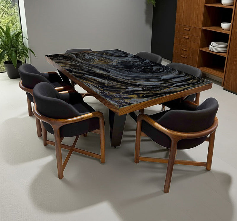 COMEDOR PLACONI 110X180 CM C/CUBRECANTO CON 6 SILLAS OVAL