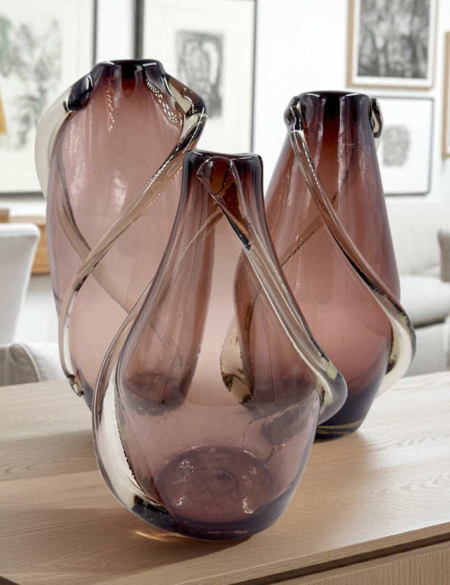 SET JARRONES PROVENZA AMATISTA TRASLÚCIDO 3 PZAS