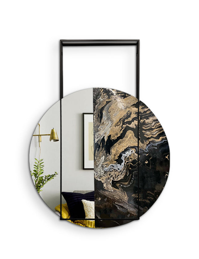 ESPEJO DIÁMETRO RAFAELO 1.20 M ARK NOCHE DORADA + ESPEJO