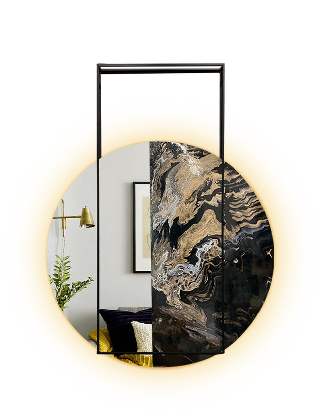 ESPEJO DIÁMETRO RAFAELO 1.20 M ARK NOCHE DORADA + ESPEJO