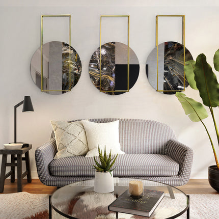 SET ESPEJOS RAFAELO 3 PZAS RESINA + HERRERÍA + ESPEJO