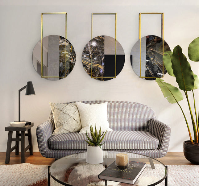 SET ESPEJOS RAFAELO 3 PZAS RESINA + HERRERÍA + ESPEJO