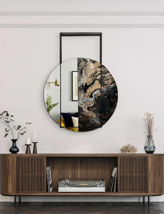 ESPEJO DIÁMETRO RAFAELO 1.20 M ARK NOCHE DORADA + ESPEJO