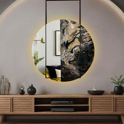 ESPEJO DIÁMETRO RAFAELO 1.20 M ARK NOCHE DORADA + ESPEJO