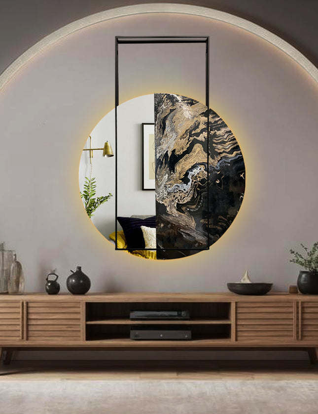 ESPEJO DIÁMETRO RAFAELO 1.20 M ARK NOCHE DORADA + ESPEJO