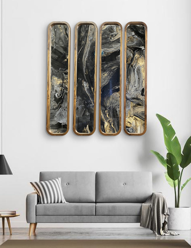 SET MARCOS ROMINA 4 PZAS ARK NOCHE PLATEADA CON ORO