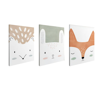 SET DE CUADROS ANIMAL FACES 3 PZAS