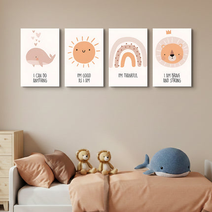 SET DE CUADROS ORANGE SUN 4 PZAS