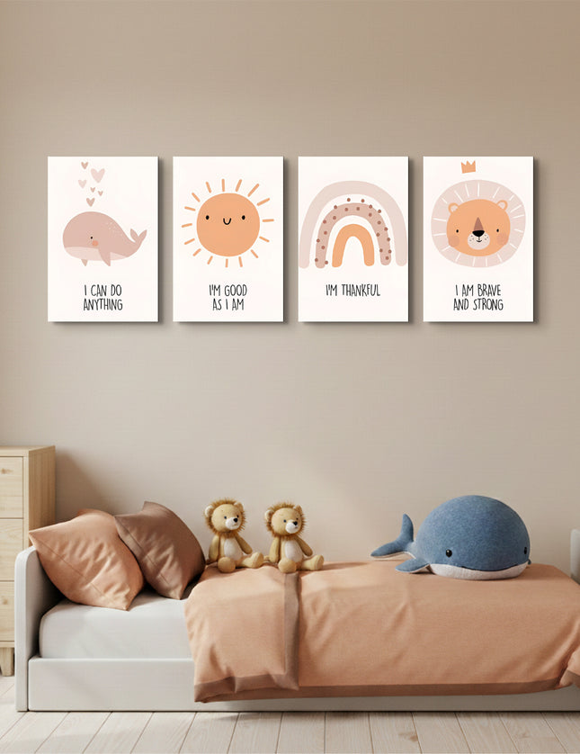 SET DE CUADROS ORANGE SUN 4 PZAS