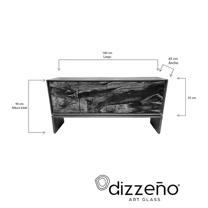 CREDENZA DE PAROTA "SENEGAL" ARK NOCHE PLATEADA CON ORO