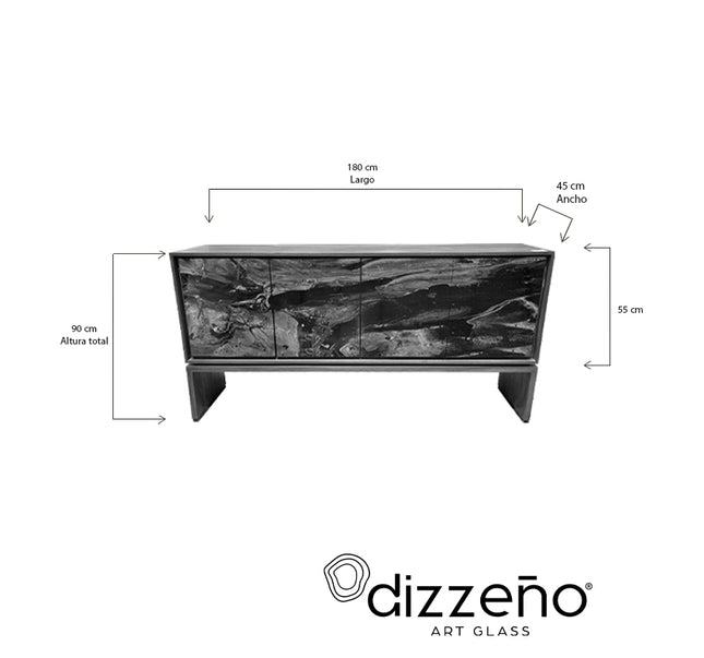 CREDENZA DE PAROTA "SENEGAL" ARK NOCHE PLATEADA CON ORO