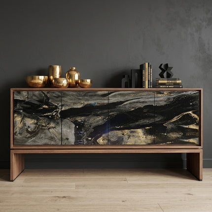 CREDENZA DE PAROTA "SENEGAL" ARK NOCHE PLATEADA CON ORO