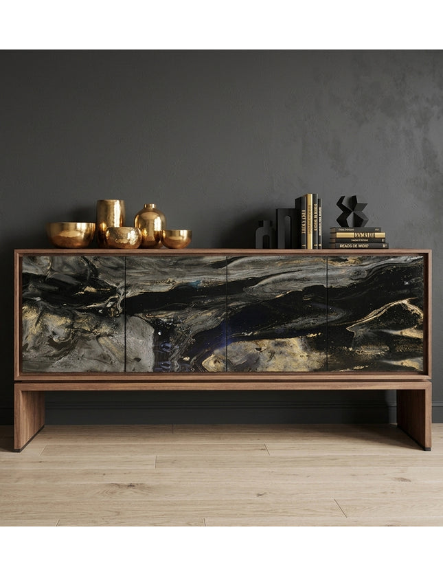 CREDENZA DE PAROTA "SENEGAL" ARK NOCHE PLATEADA CON ORO