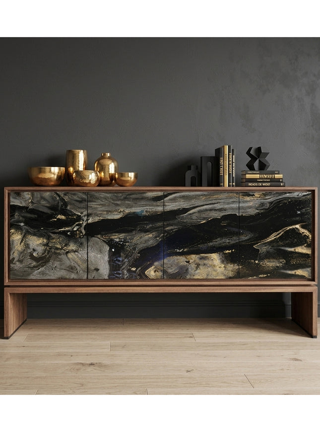 CREDENZA DE PAROTA "SENEGAL" ARK NOCHE PLATEADA CON ORO