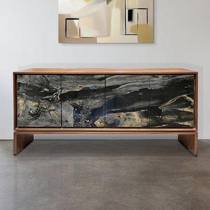 CREDENZA DE PAROTA "SENEGAL" ARK NOCHE PLATEADA CON ORO