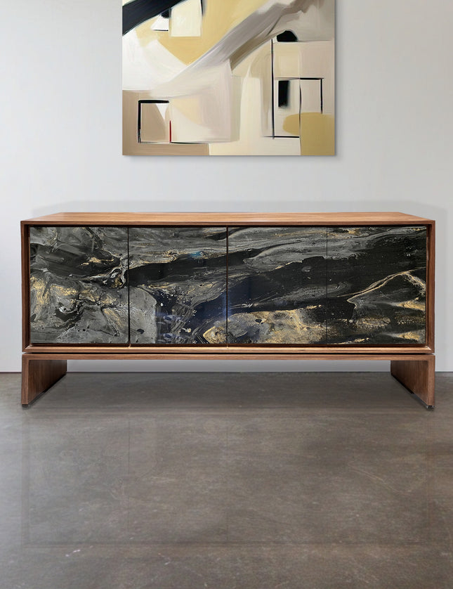 CREDENZA DE PAROTA "SENEGAL" ARK NOCHE PLATEADA CON ORO