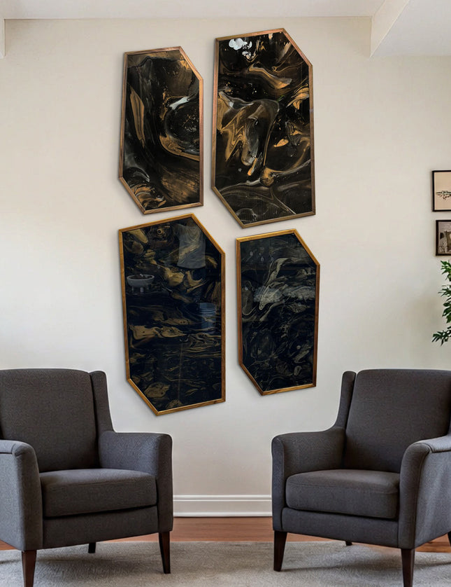 SET MARCOS LUCERNA 4 PZAS ARK NOCHE PLATEADA CON ORO